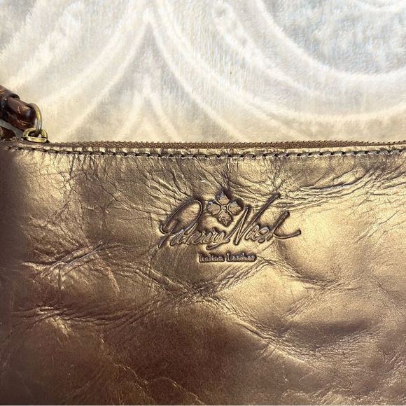 Patricia Nash leather wristlet shearling trim - Picture 2 of 5